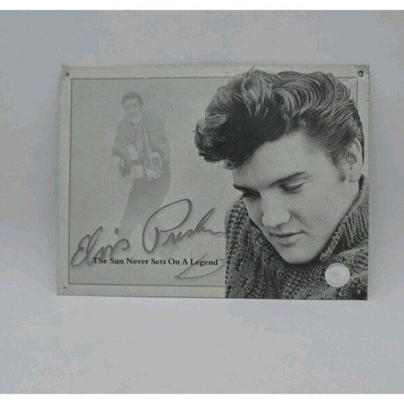 Elvis Presley 'Sun Never Sets On A Legend' 16 x 12 Metal Wall Hanging Sign Seal - Picture 1 of 10